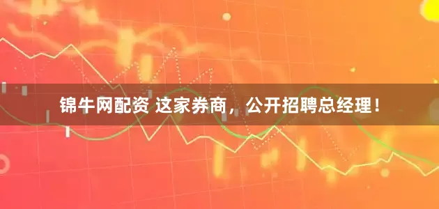 锦牛网配资 这家券商，公开招聘总经理！